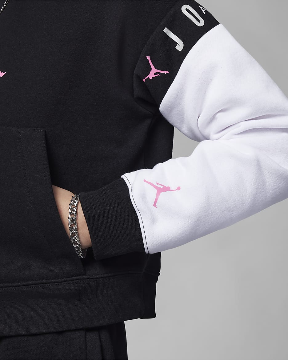 Sudadera con gorro sin cierre para ninos talla grande Jordan Holiday Shine Glitter